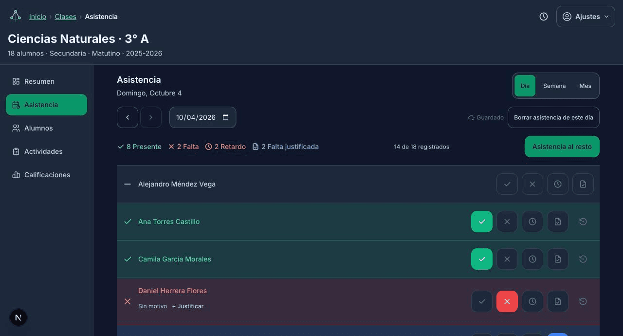 Run attendance in order — LessonInk