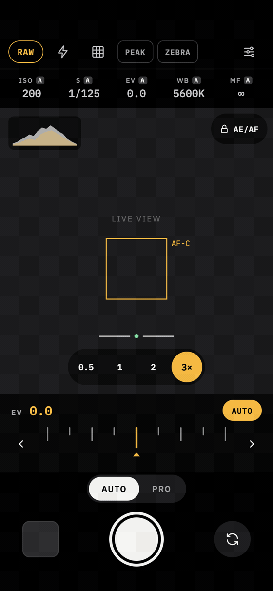 Ophos Pro Camera app screenshot